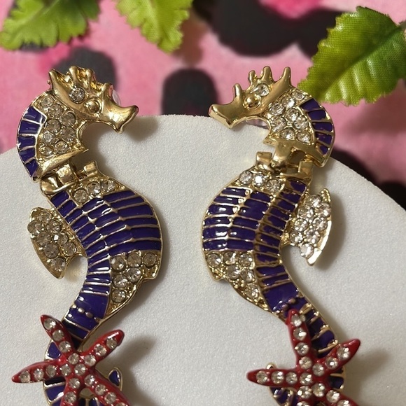 Betsy Johnson Purple Seahorse Earrings - Picture 7 of 12